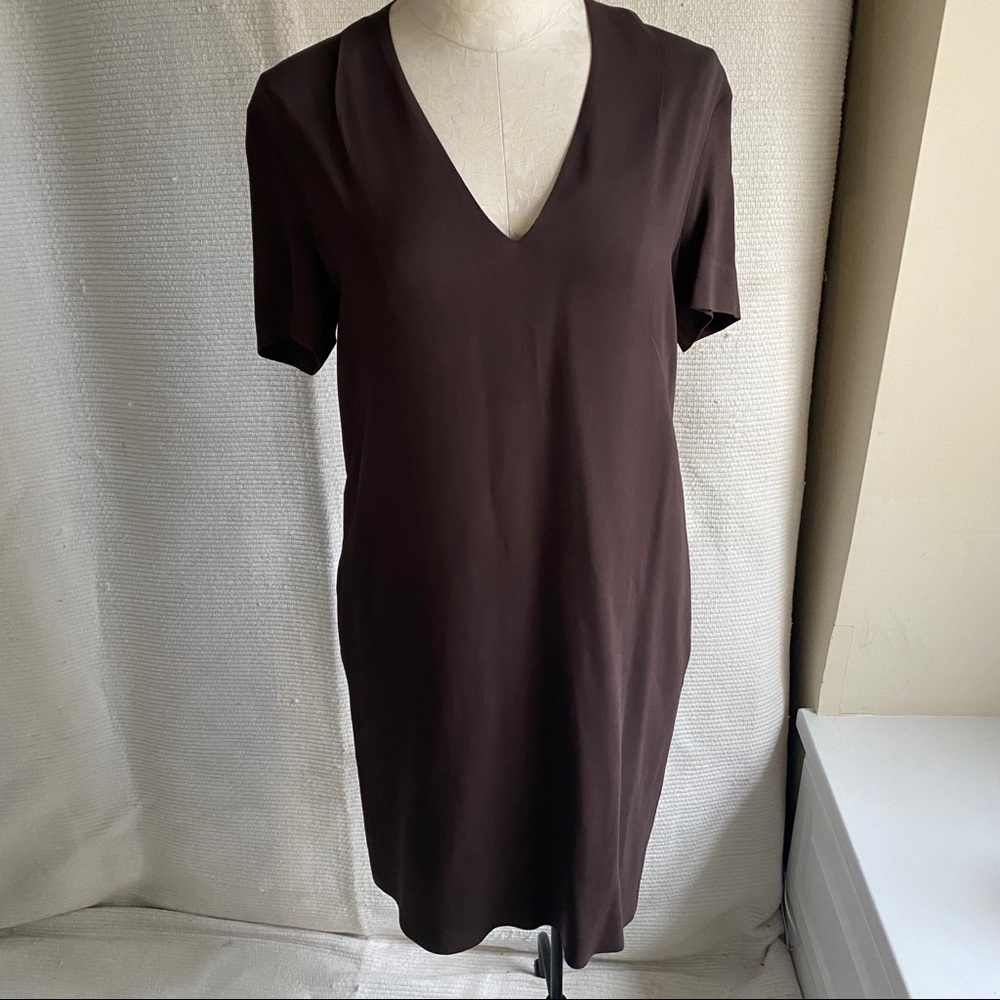 Les Copains S/M Minimalist Short Shift Dress Brown - Picture 2 of 8